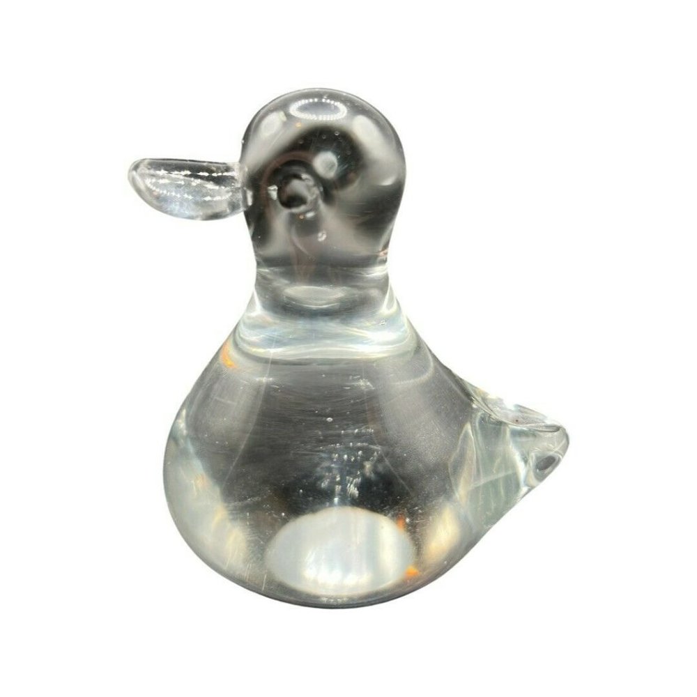 Clear art glass duck duckling paperweight figurine Clear Bottom Collectible